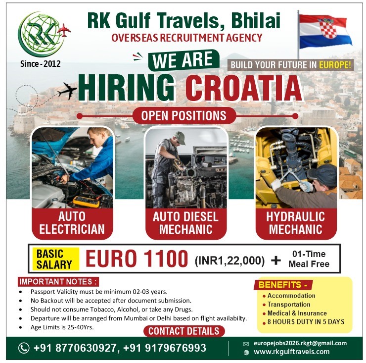 HIRING FOR A LEADING HEAVY AUTOMOBILE WORKSHOP – CROATIA (EUROPE)