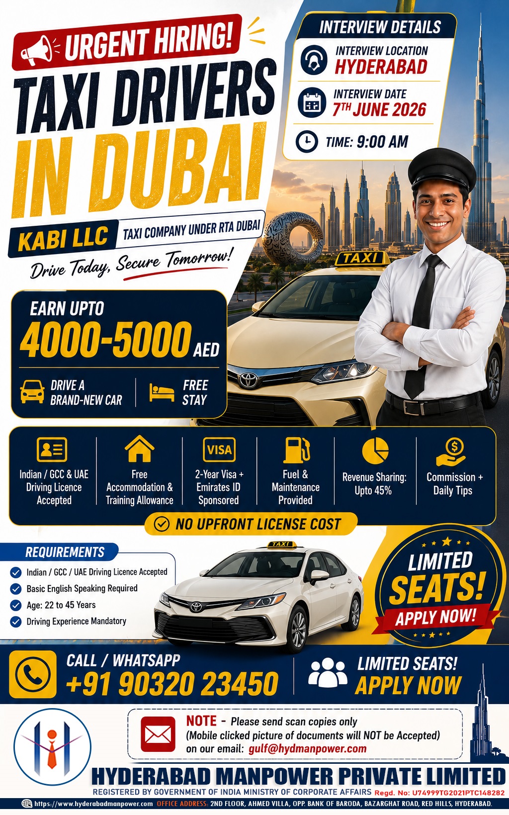 Urgent Hiring for Taxi Driver – Dubai