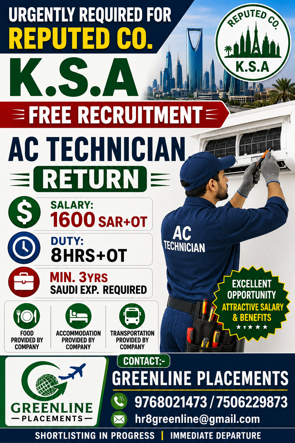 Urgently Required for Reputed CO. K.S.A