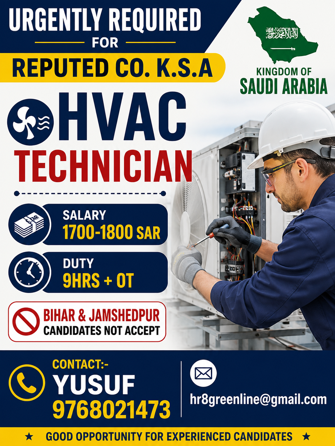 Urgently Required for Reputed CO. K.S.A