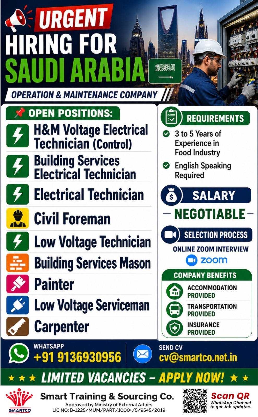 URGENT HIRING FOR SAUDI ARABIA OPERATION & MAINTENANCE COMPANY