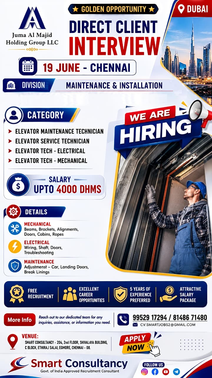 🚨 Dubai Jobs 2026 | Direct Client Interview in Chennai | Free Recruitment | Juma Al Majid Holding Group LLC UAE 🇦🇪