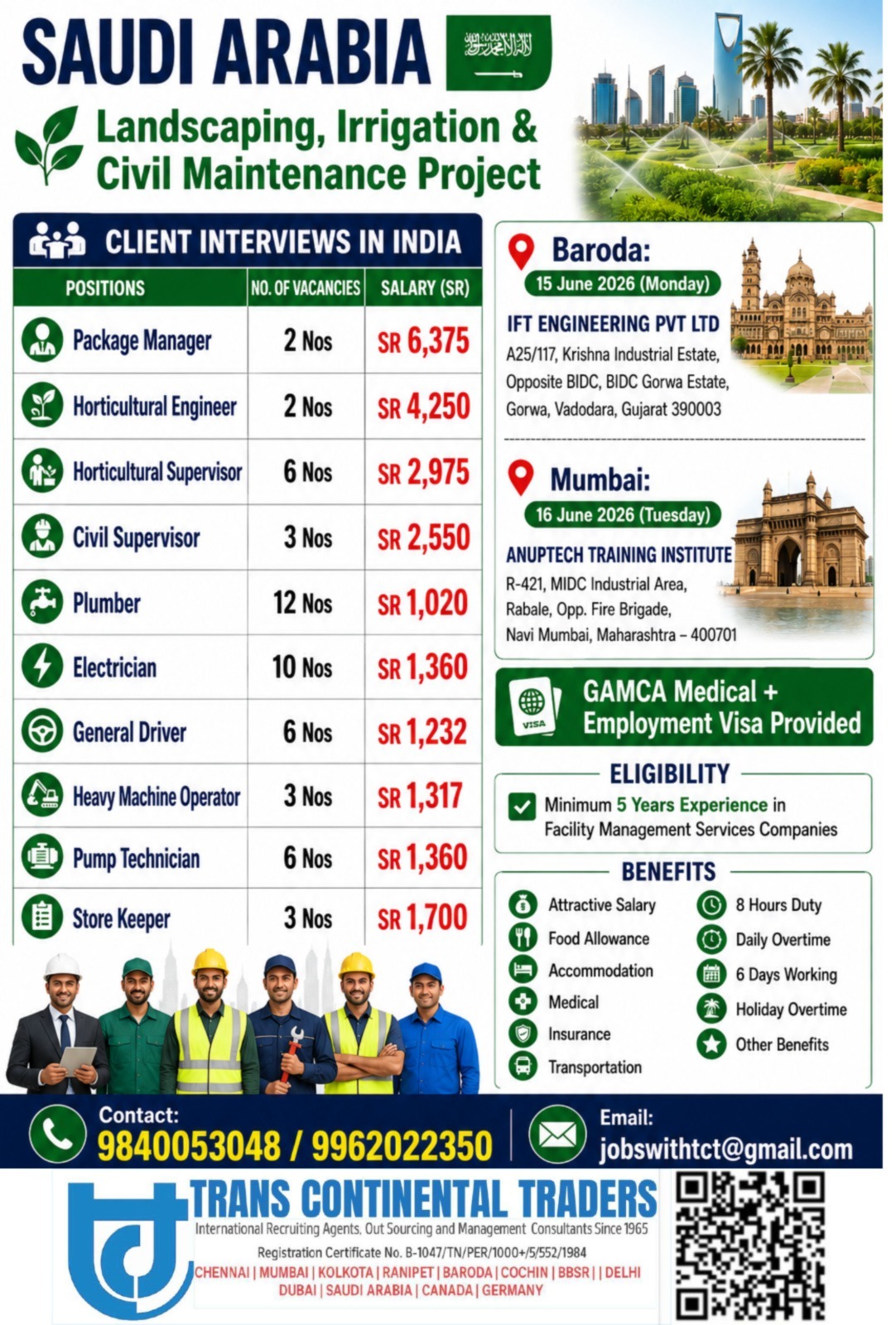 CALL NOW 9962022350 LANDSCAPE $ IRRIGATION CIVIL MAINTENANCE PROJECT | CLIENT INTERVIEW IN VADODARA 15TH JUNE 2026 | MUMBAI 16TH JUNE 2026