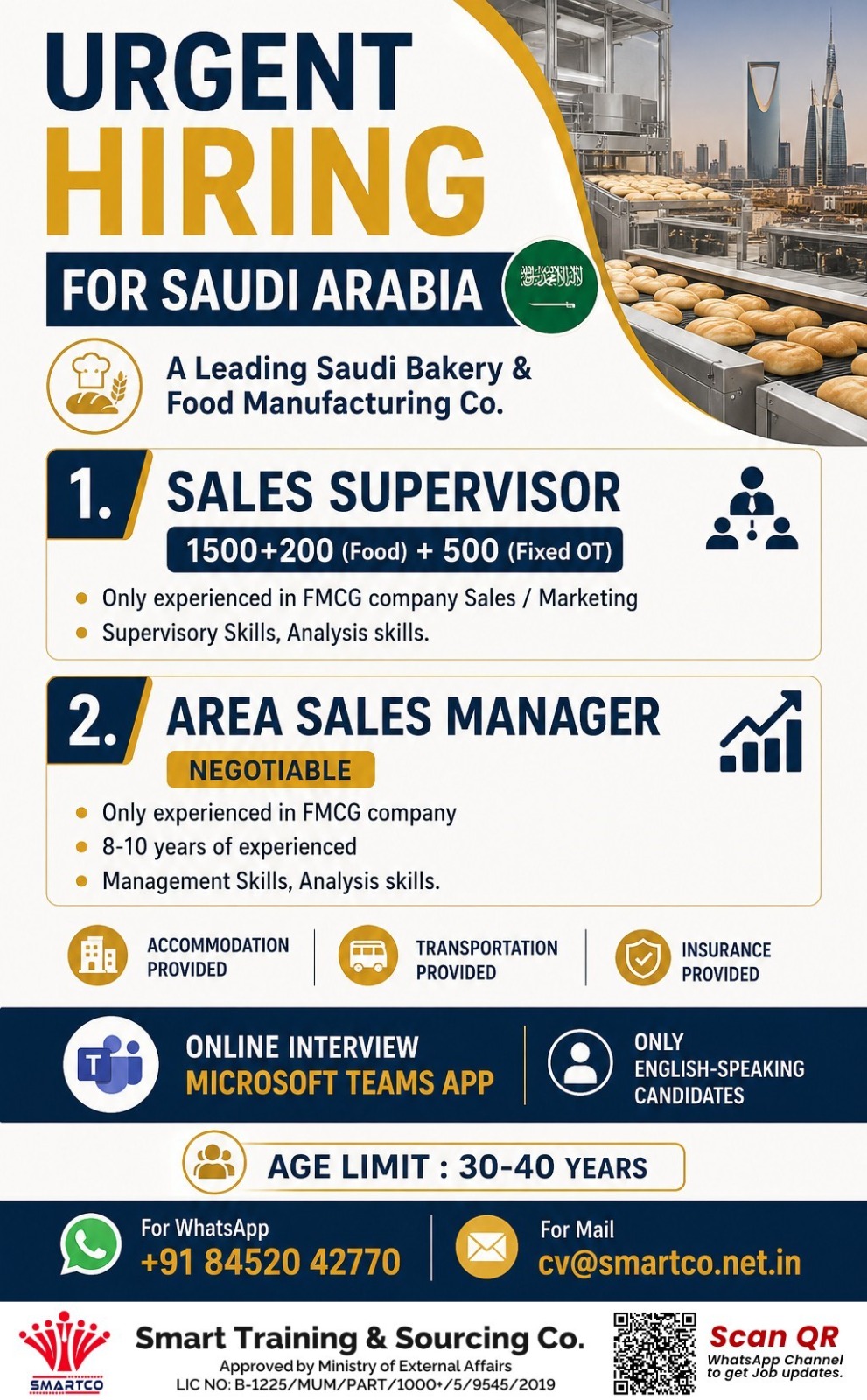URGENT REQUIREMENT FOR SAUDI ARABIA FACILITIES MANAGEMENT COMPANY