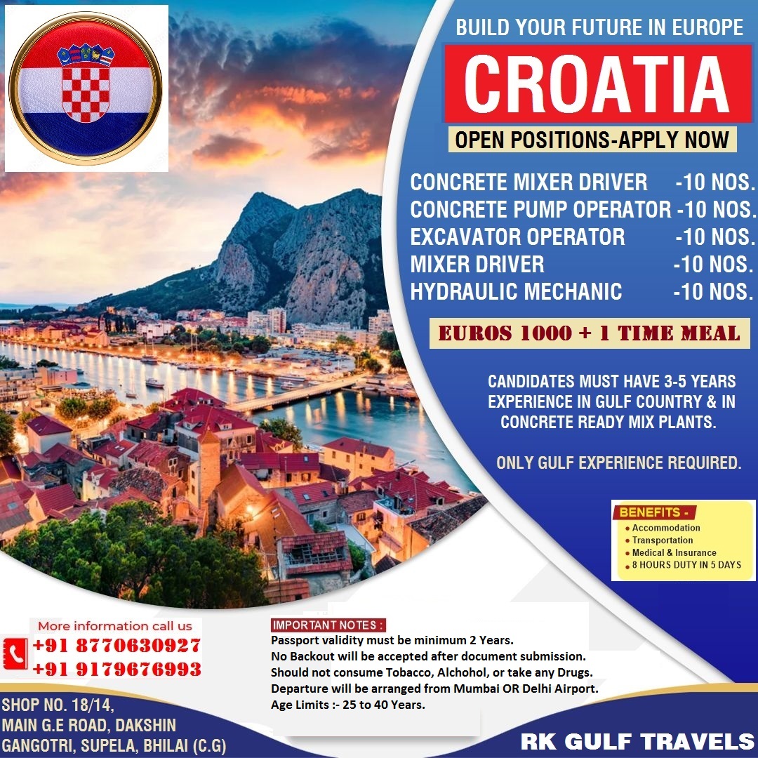 HIRING FOR A LEADING CONCRETE READY MIX PLANT-CROATIA (EUROPE)