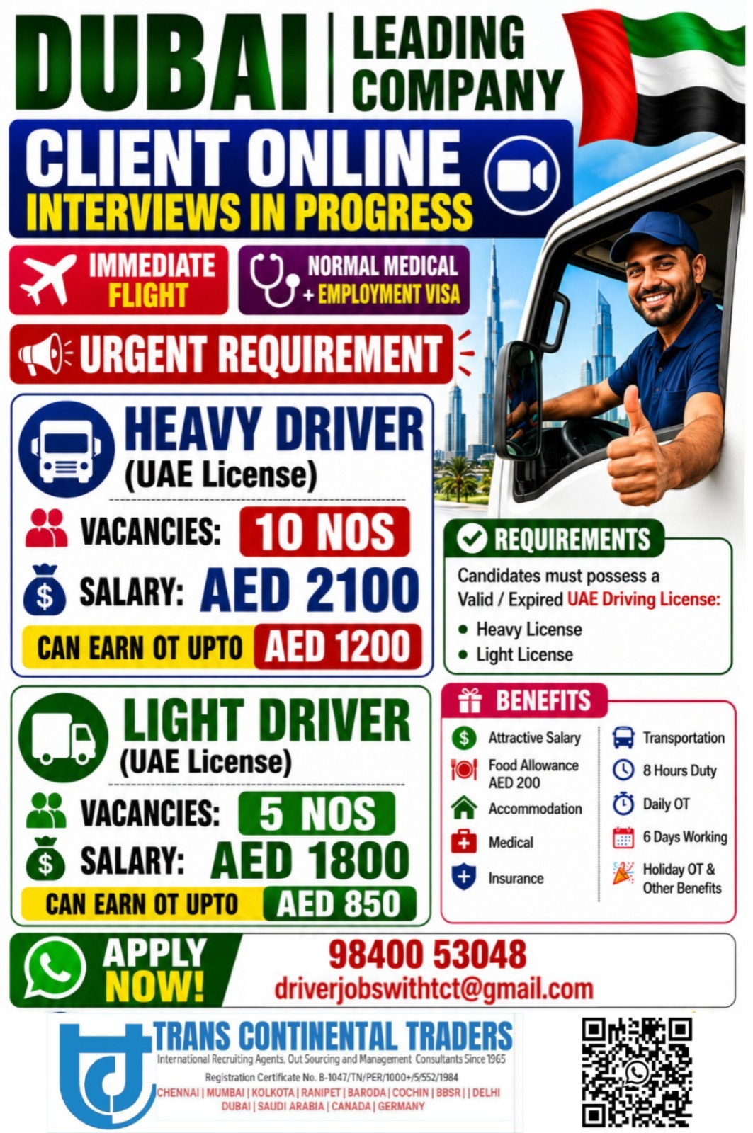 HIRING FOR LEADING COMPANY UAE RETURN  HEAVY DRIVER & LIGHT DRIVER CALL FOR MORE DETAILS 9791553048