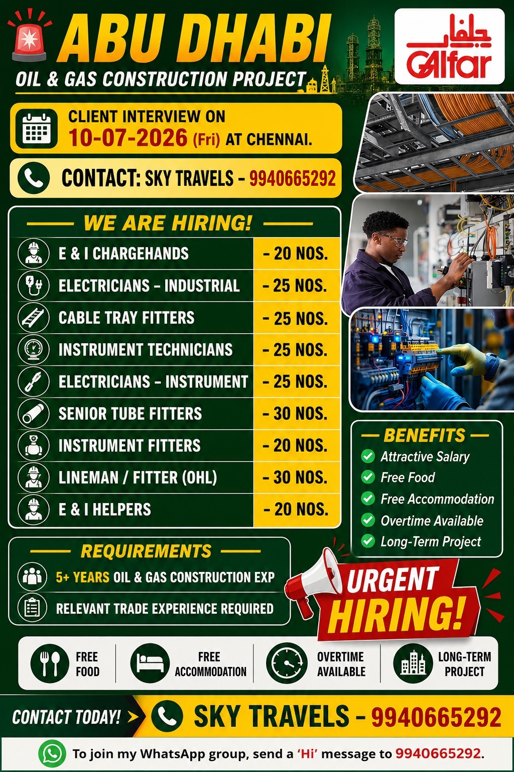 Urgently Required For Leading Company – Abudhabi.