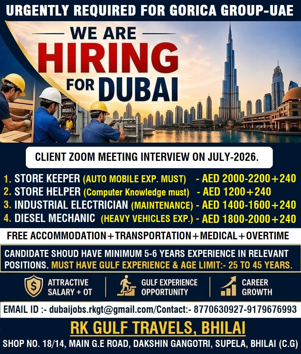 HIRING FOR GORICA GROUP OF COMPANY – UAE.