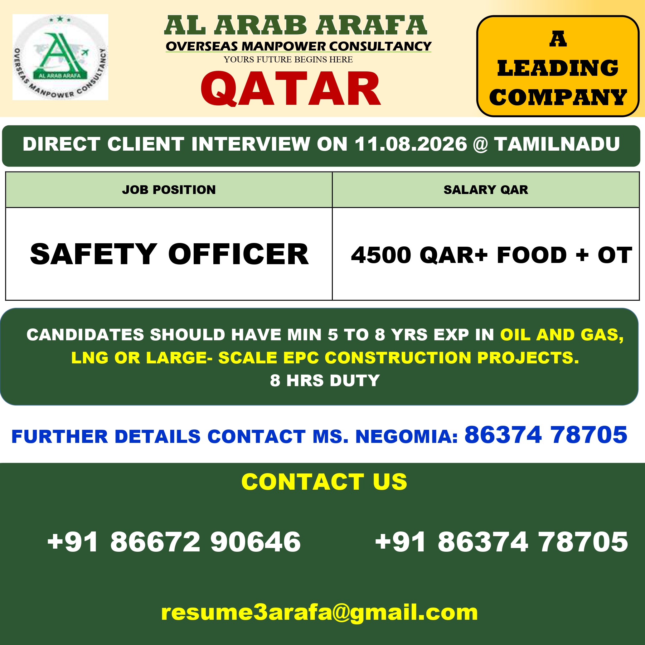 DIRECT CLIENT INTERVIEW ON 11.06.2026 @ TRICHY