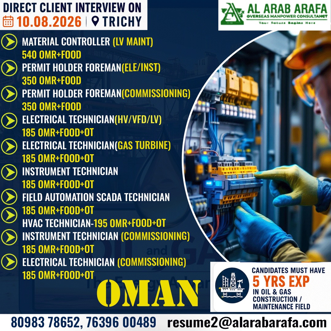 DIRECT CLIENT INTERVIEW ON 10.08.2026 @ TRICHY