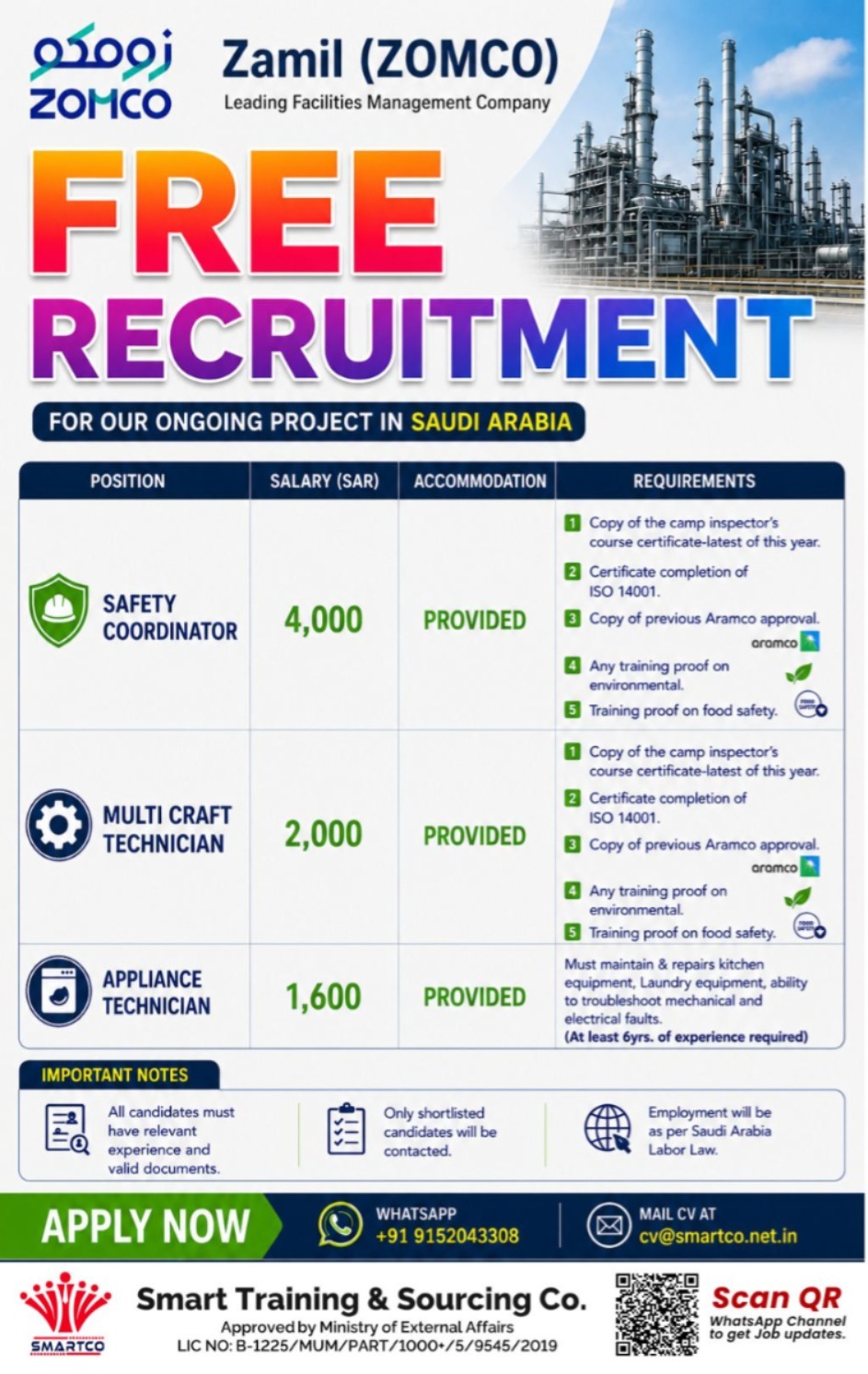 Free Recruitment for Saudi Arabia