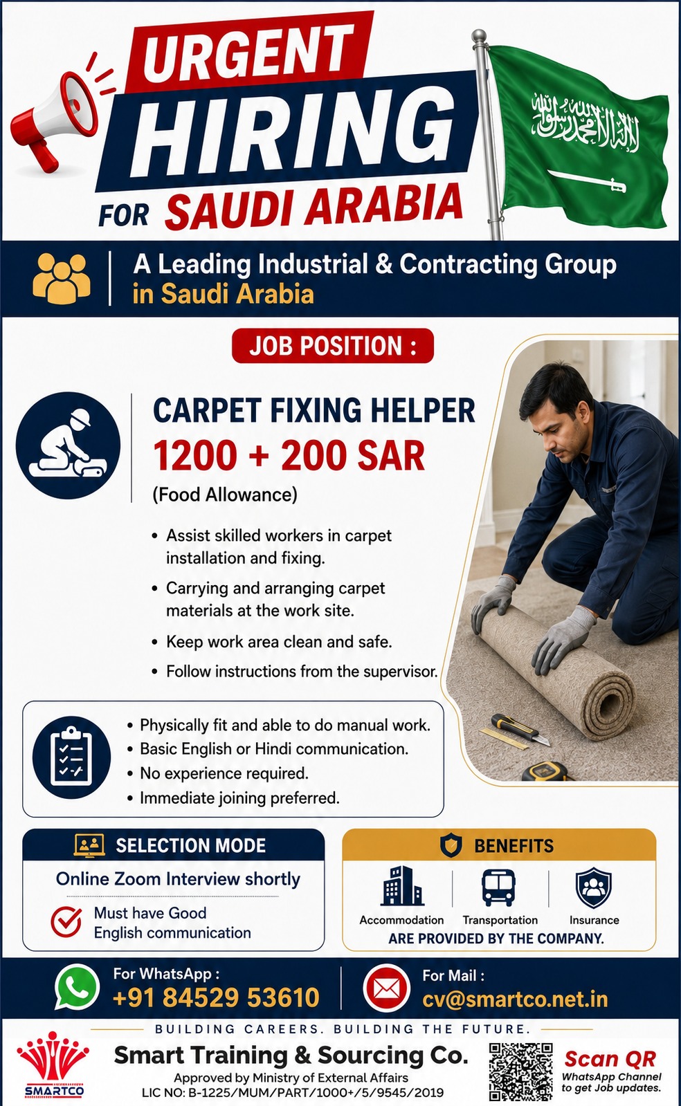 URGENT HIRING FOR SAUDI ARABIA  A Leading Industrial & Contracting Group in Saudi Arabia
