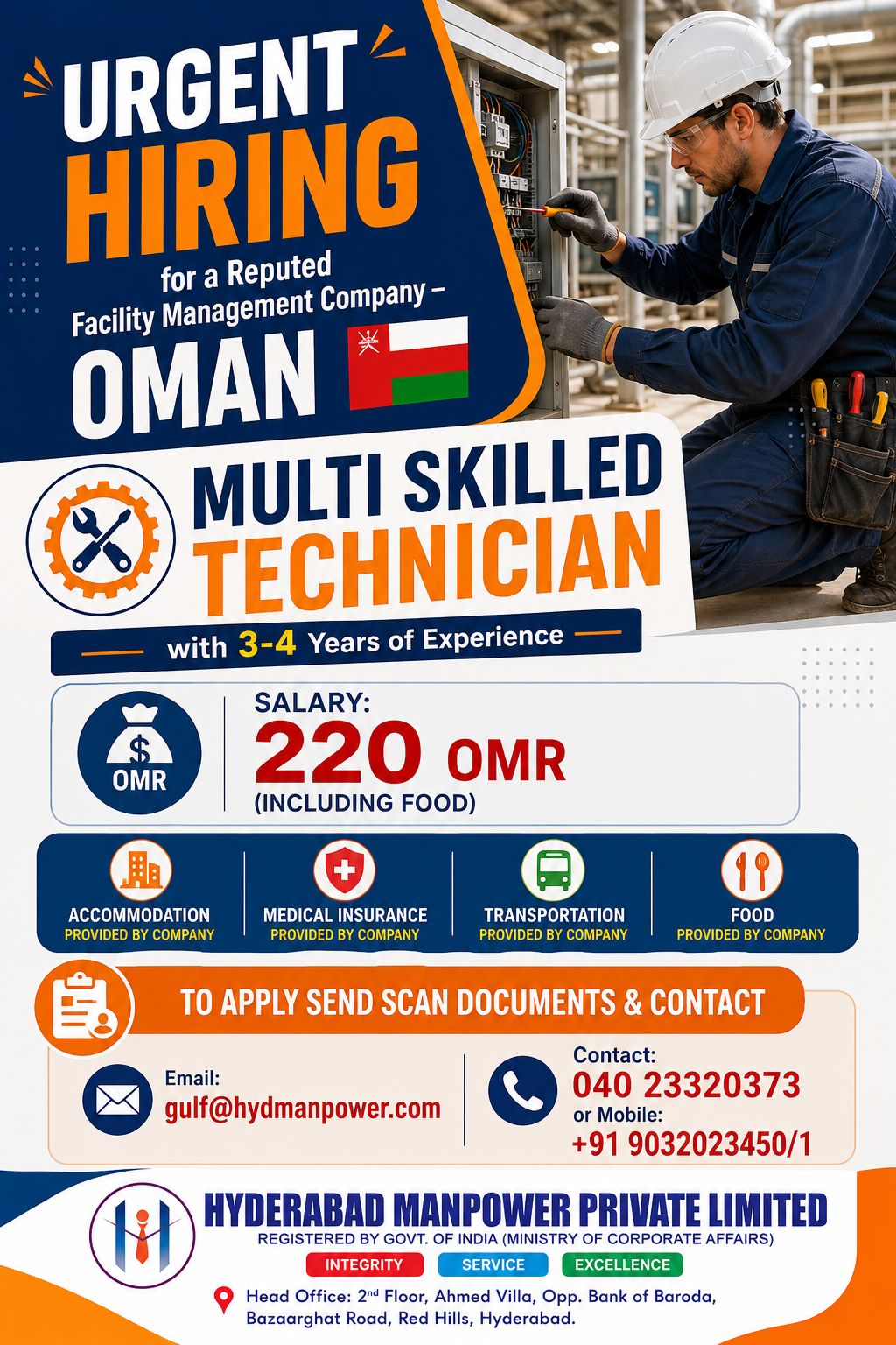 Urgent Hiring for A Reputed Facility Management Company – Oman