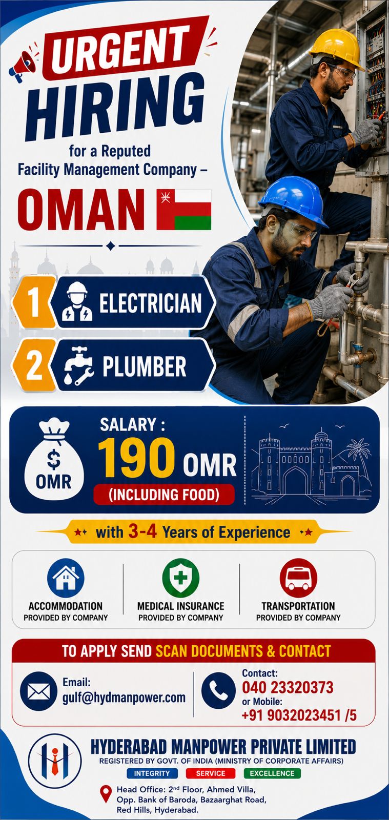 Urgent Hiring for Facility Management Company Oman