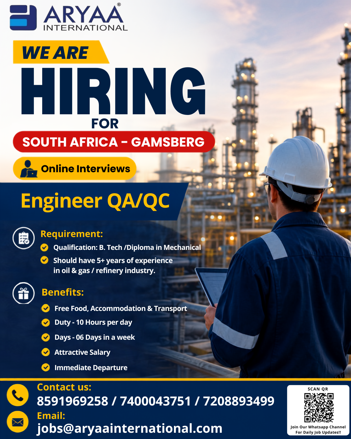 We are hiring for South Africa Gamsberg Project.