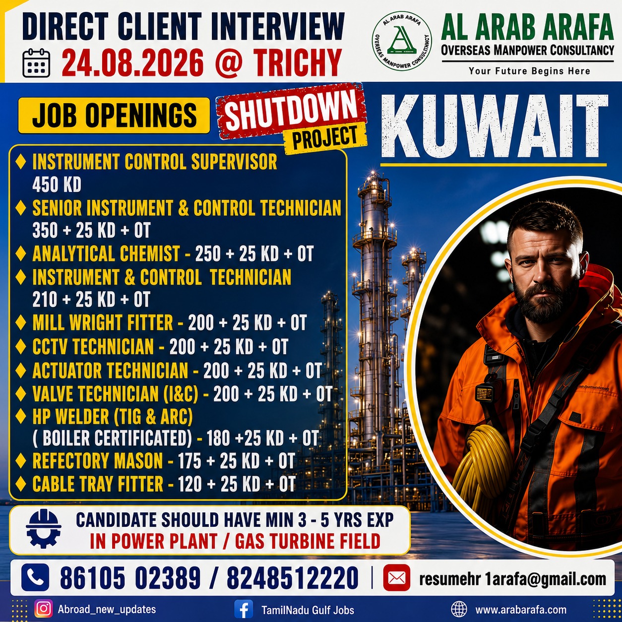 DIRECT CLIENT INTERVIEW ON 24-08-2026 @ TRICHY