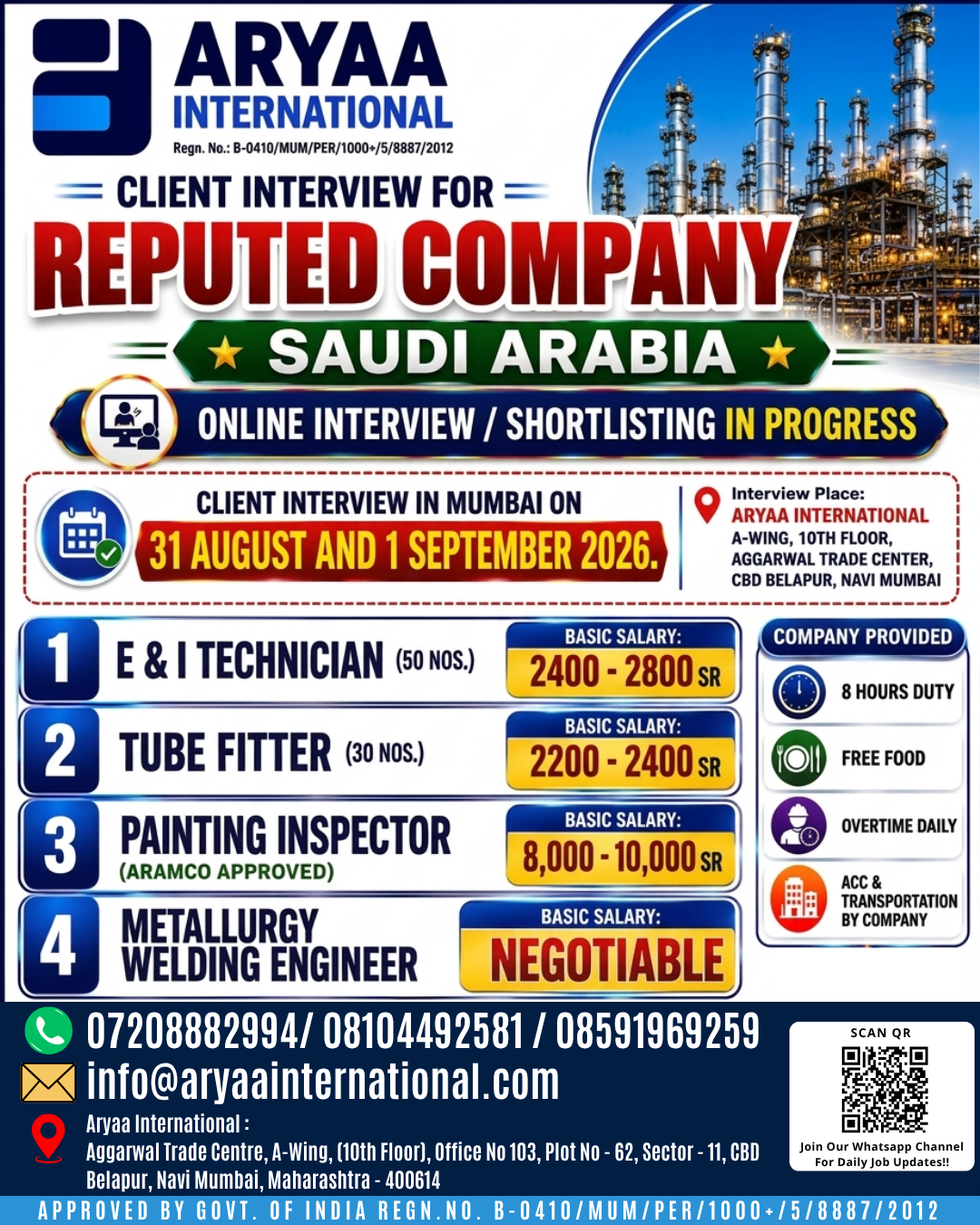 Urgent Hiring: Saudi Arabia Client Interview in Mumbai