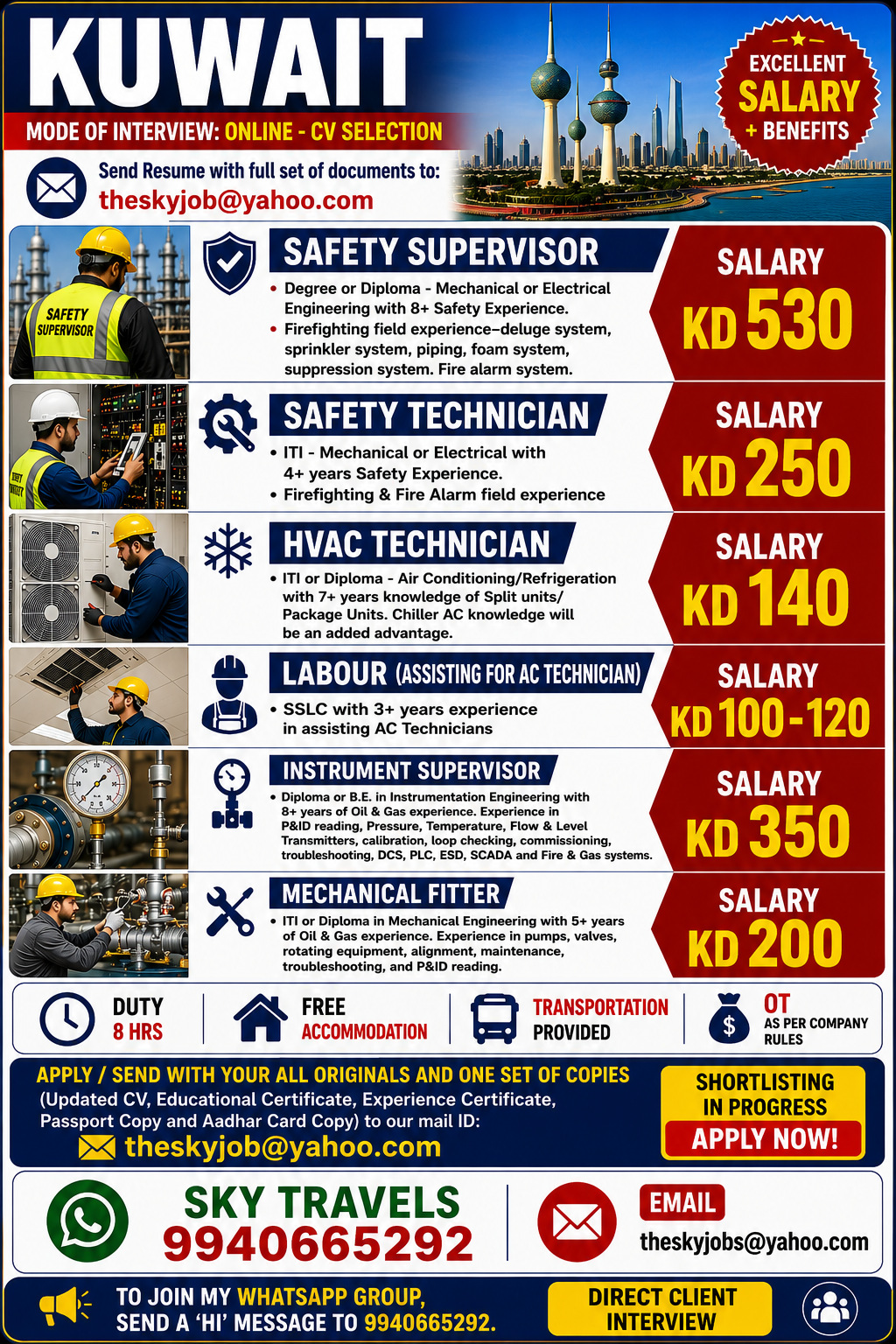 Urgently Required For Leading Company – Kuwait.