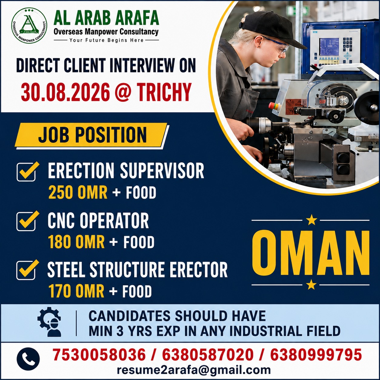 DIRECT CLIENT INTERVIEW ON 30.08.2026 @ TRICHY