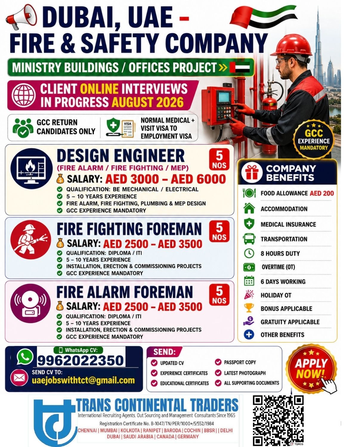 DUBAI FIRE & SAFETY COMPANY HIRING NOW CALL FOR MORE DETAILS 9791553048