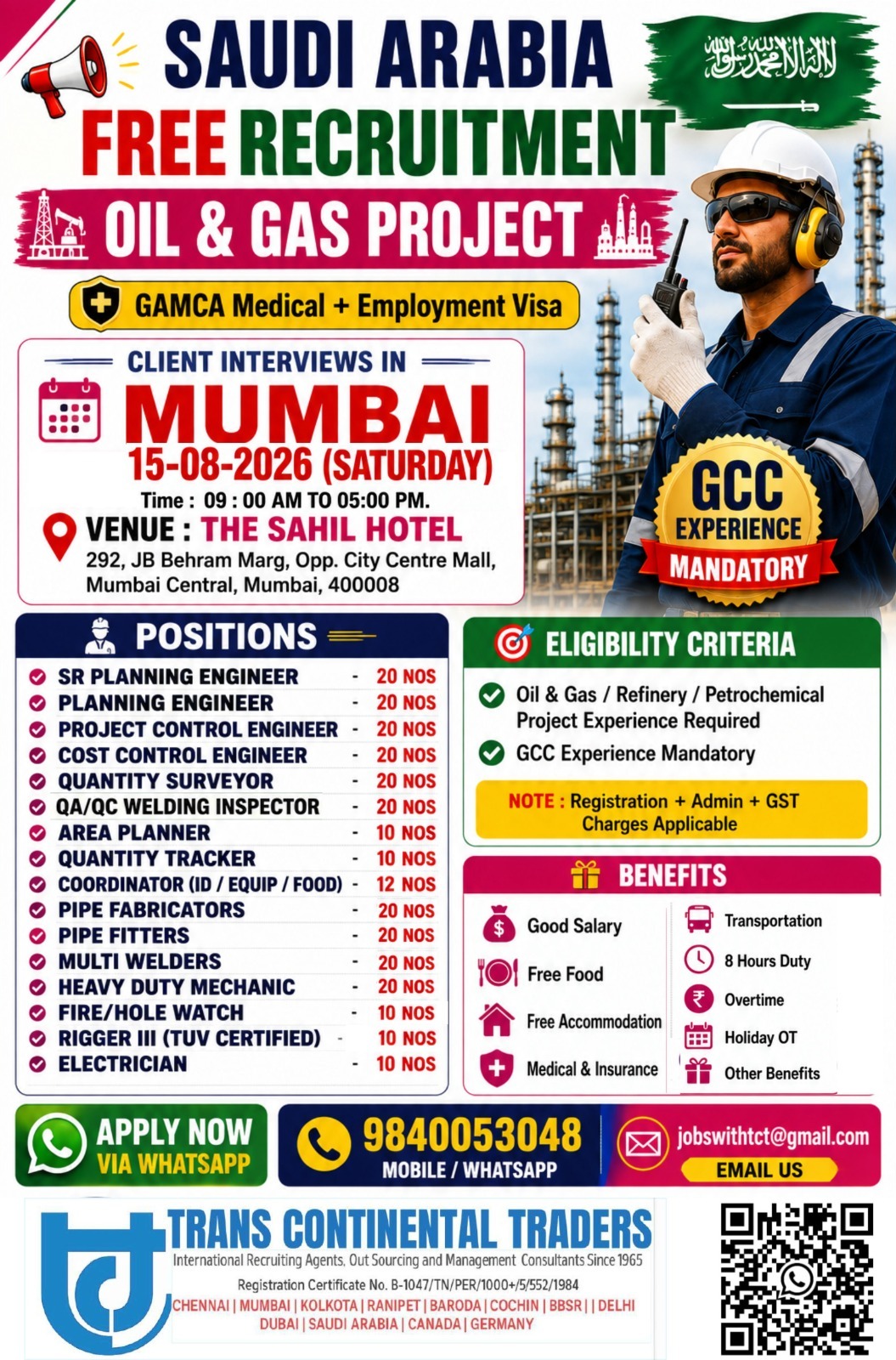 FREE RECRUITMENT LONG EMPLOYMENT VISA CLIENT INTERVIEWS IN MUMBAI CENTRAL AT THE SAHIL HOTEL CALL FOR MORE DETAILS 9791553048