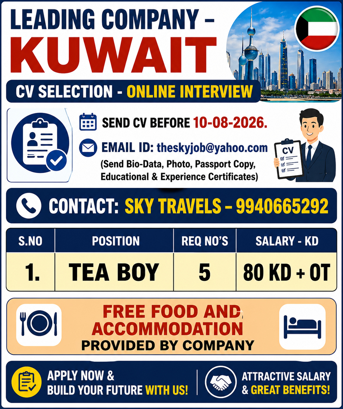 Urgently Required For Leading Company – Kuwait.