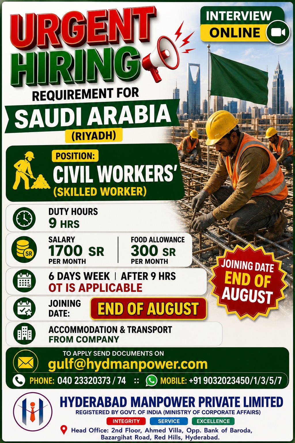 Hiring for Saudi Arabia