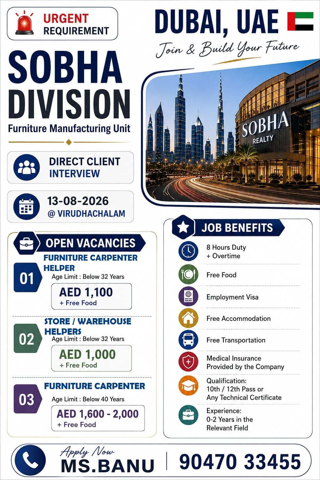 Dubai_Shoba Division_Client Interview on 13-08-2026 @ Virudhachalam