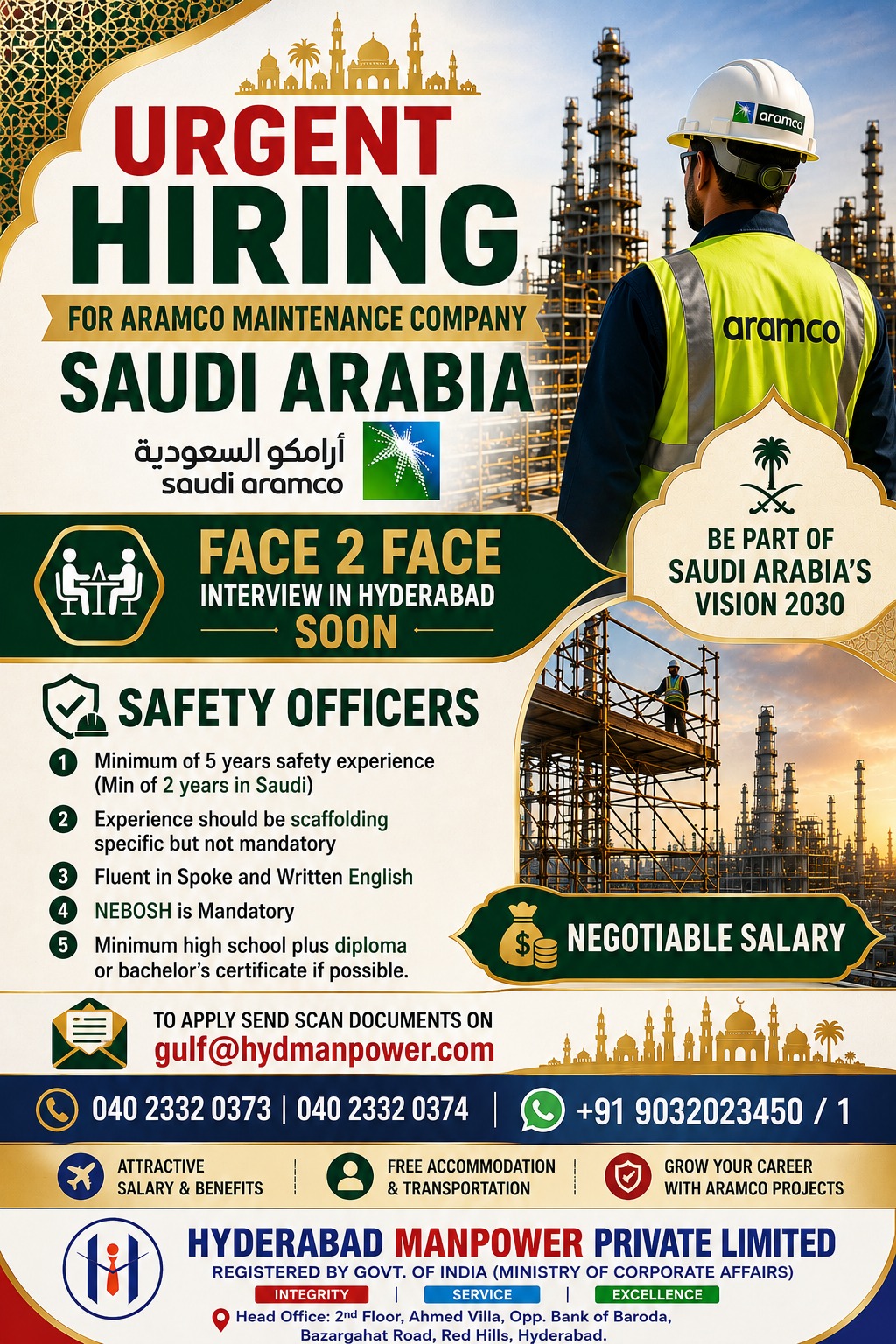 Urgent Hiring for Aramco Maintenance Company