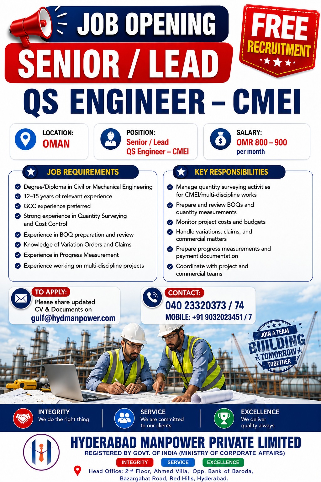 Hiring for Senior/Lead QS Engineer – CMEI