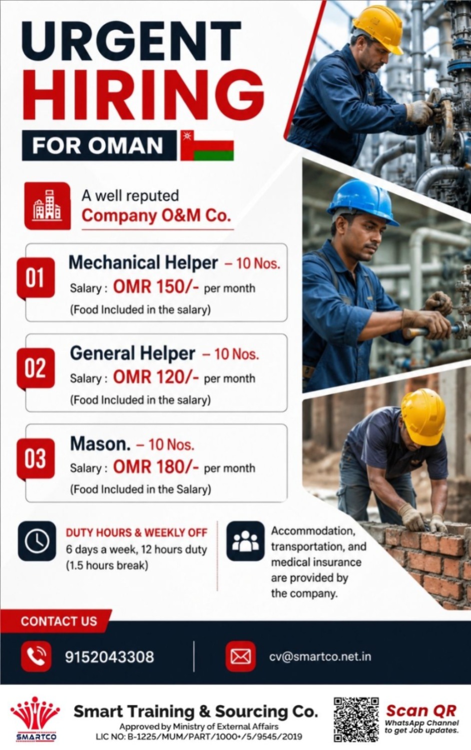 URGENT HIRING FOR OMAN A well reputed Company O&M Co