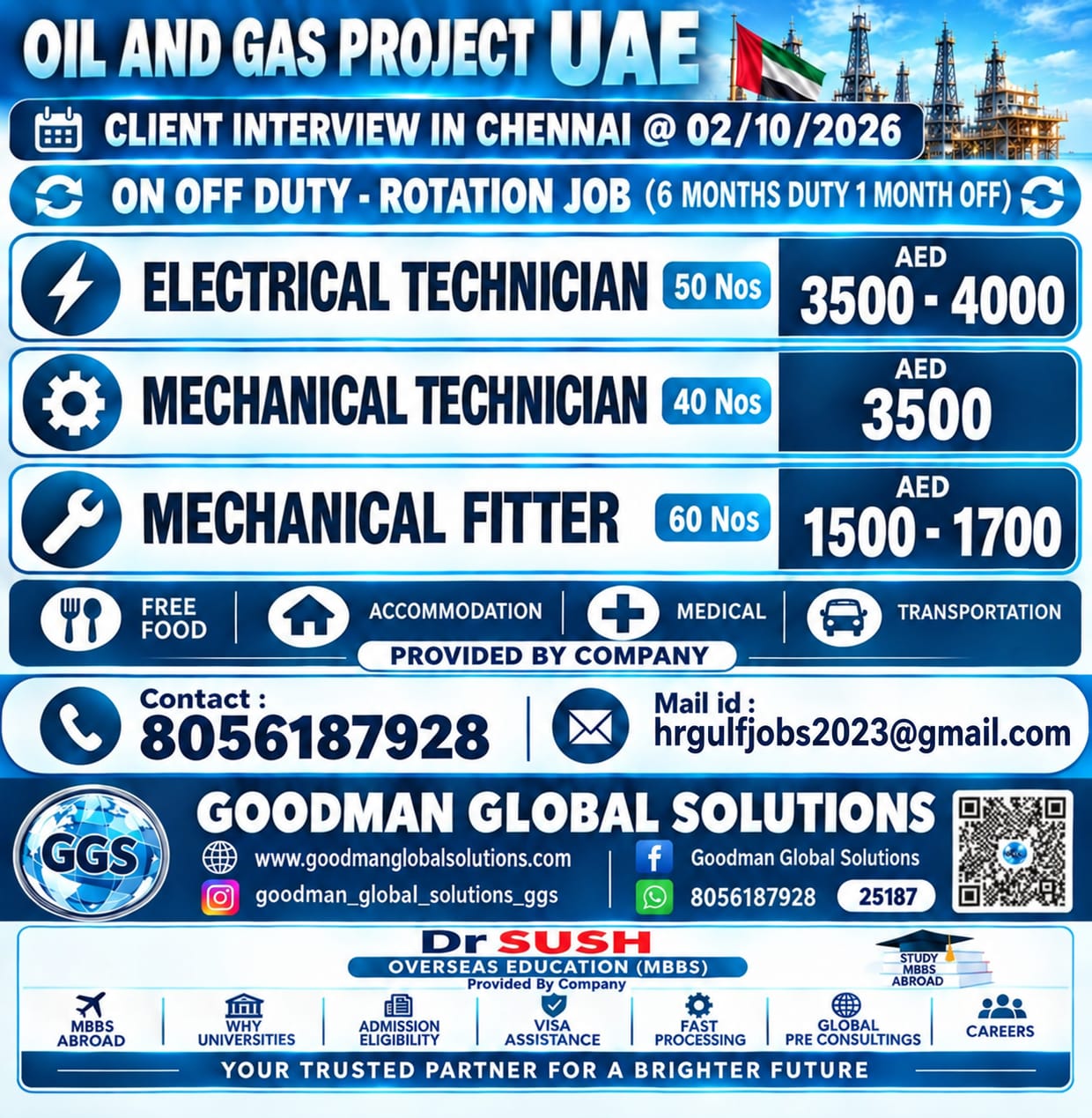 UAE – OIL & GAS PROJECT 02-10-2026 (FRIDAY) ON OFF DUTY – ROTATION JOB (6 MONTH DUTY 1 MONTH OFF)