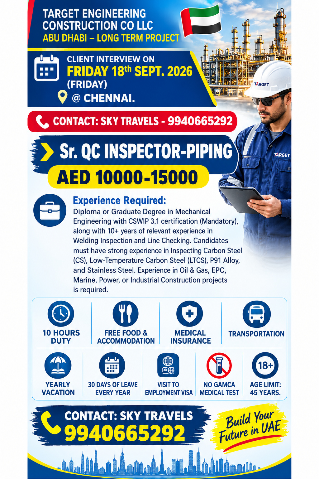 Urgently Required For Leading Company – Abudhabi.