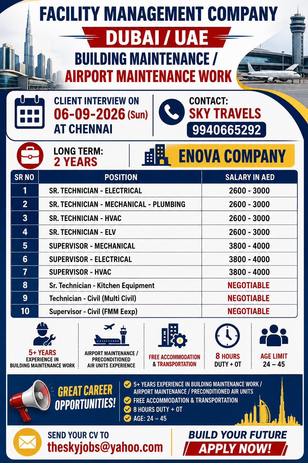 Urgently Required For Leading Company – Dubai.