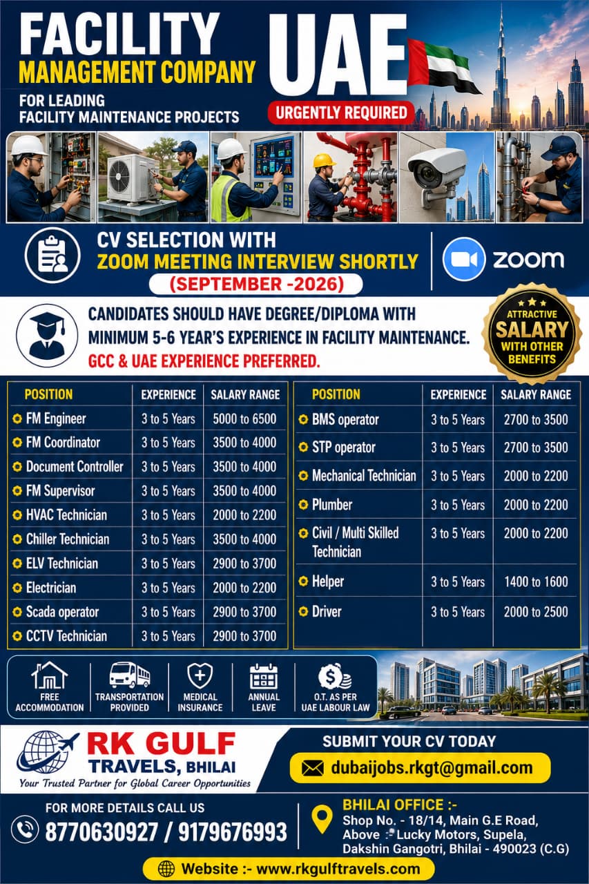 HIRING FOR A LEADING FACILITY MANAGEMENT COMPANY – DUBAI (UAE).