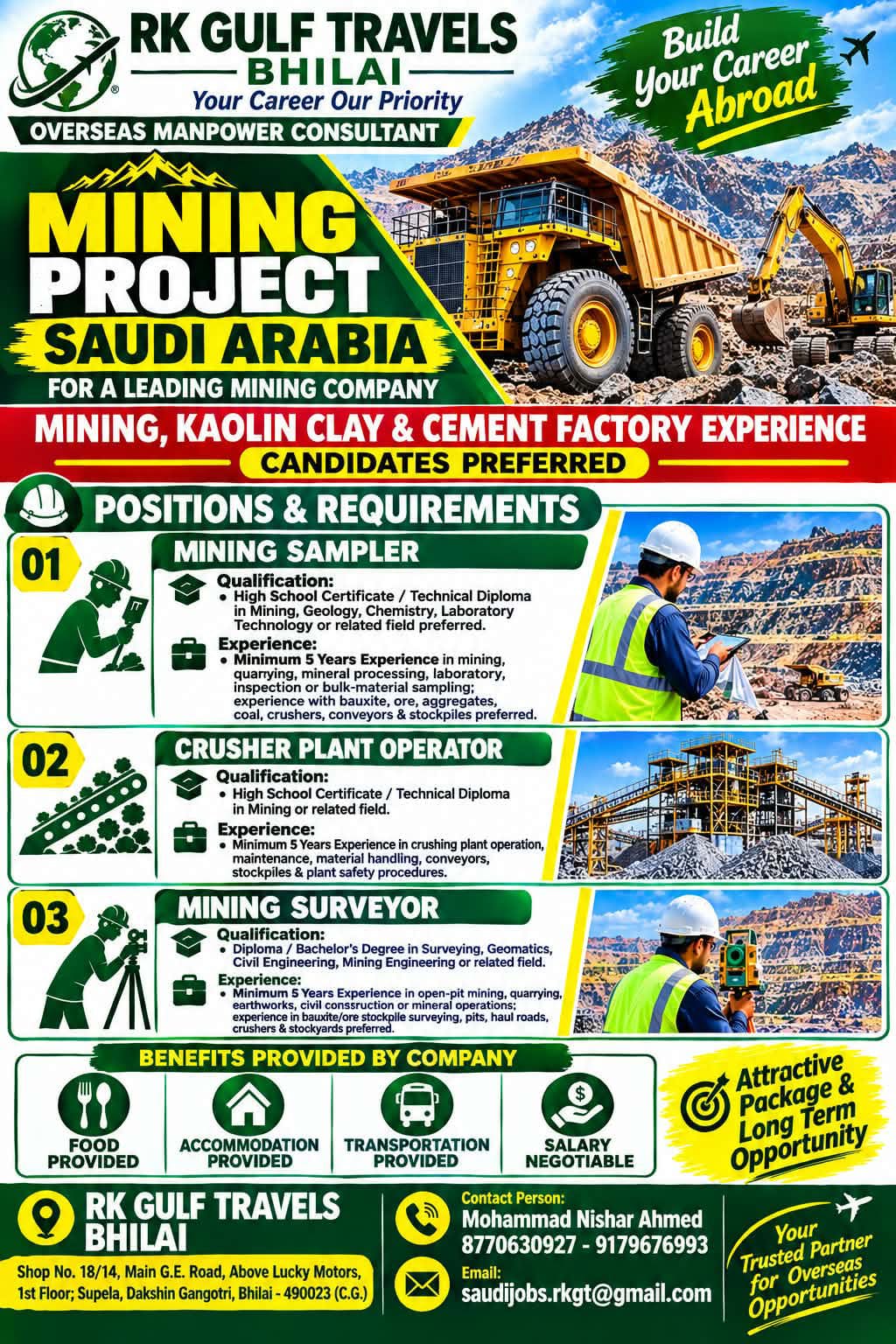 HIRING FOR A LEADING MINING COMPANY – SAUDI ARABIA.