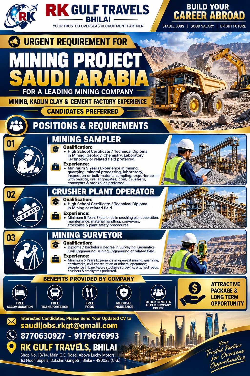 HIRING FOR A LEADING MINING COMPANY – SAUDI ARABIA.