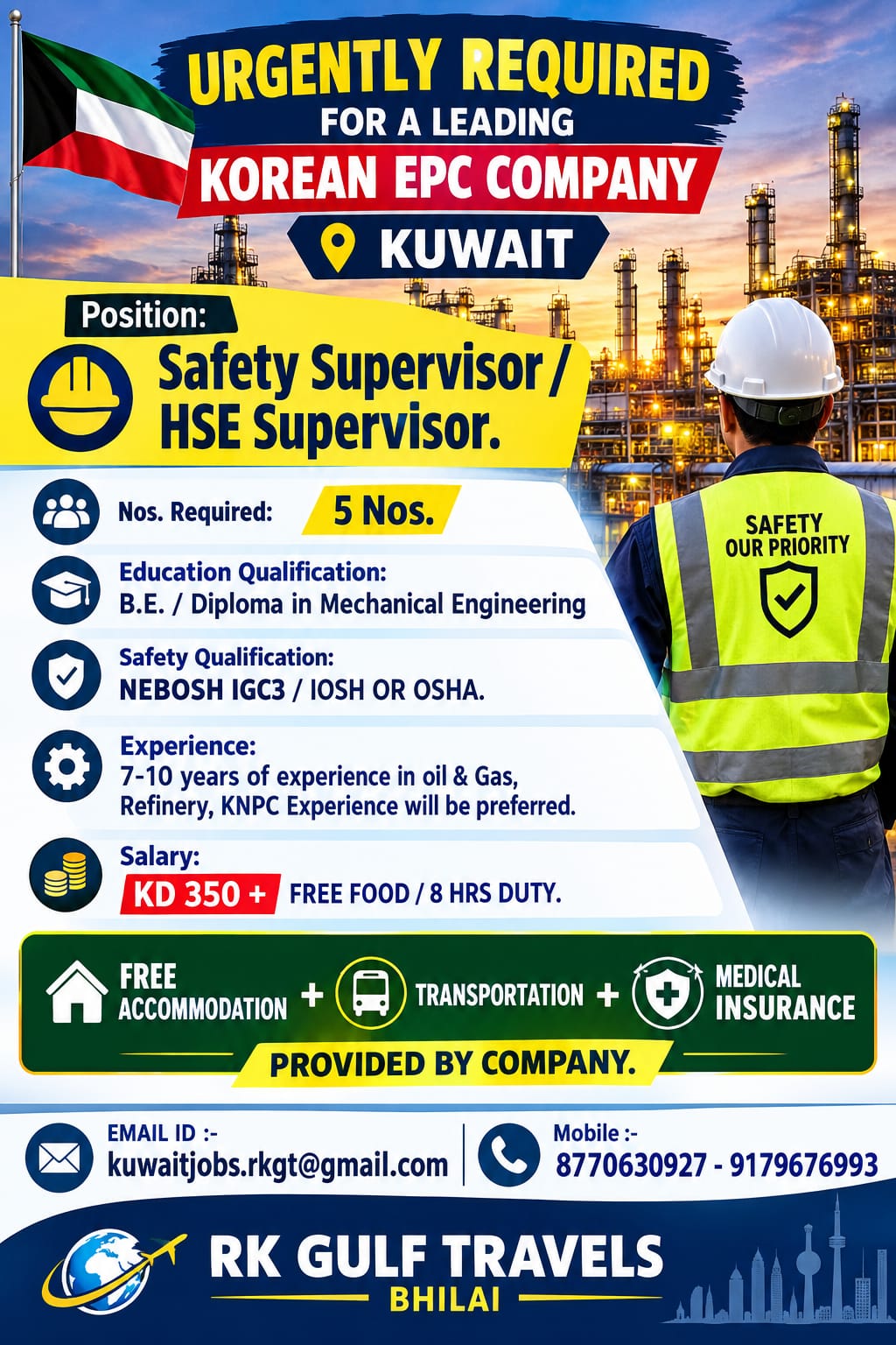 HIRING FOR A LEADING KOREAN EPC COMPANY FOR THEIR OIL & GAS PROJECT β KUWAIT