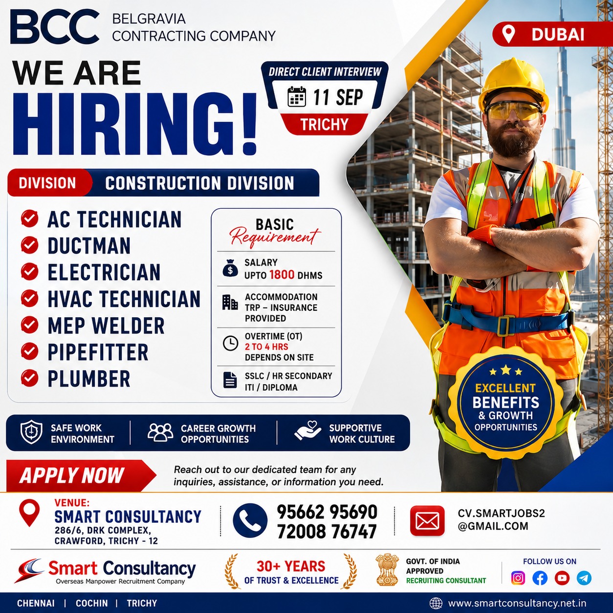 Dubai Construction Career Opportunities | Direct Client Interview – Trichy | 09 September