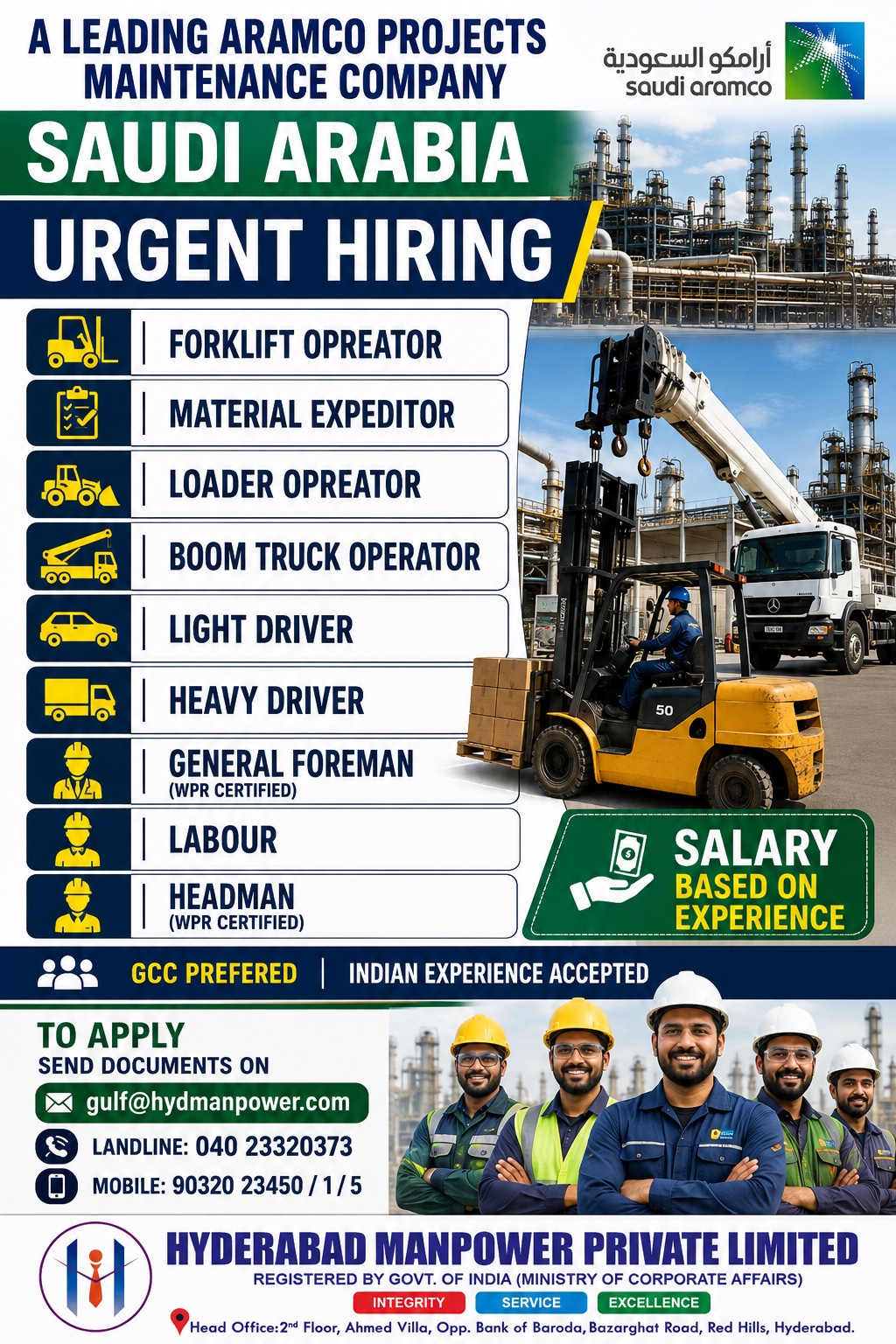 Urgent Hiring for Aramco Projects Maintenance Company – KSA