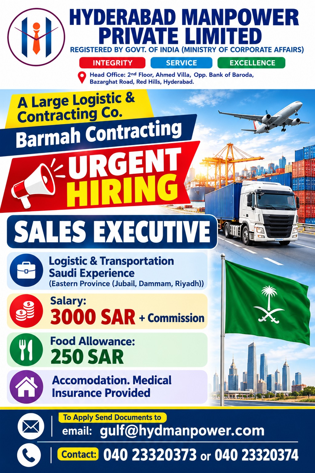 🚨 URGENT HIRING FOR LOGISTIC Co. – Saudi Arabia