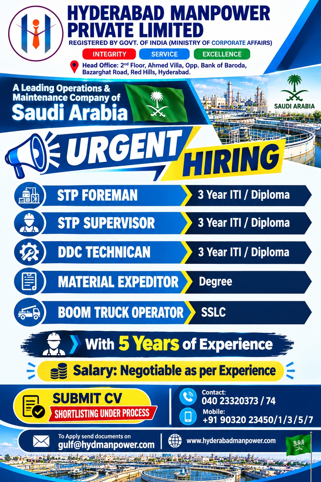 🚨 URGENT HIRING – SAUDI ARABIA 🇸🇦