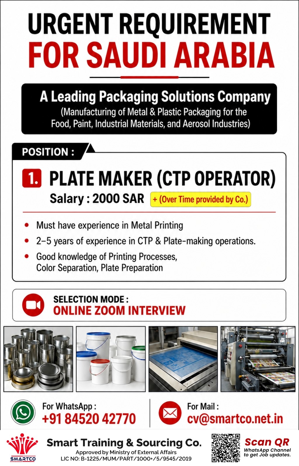 URGENT REQUIREMENT FOR SAUDI ARABIA