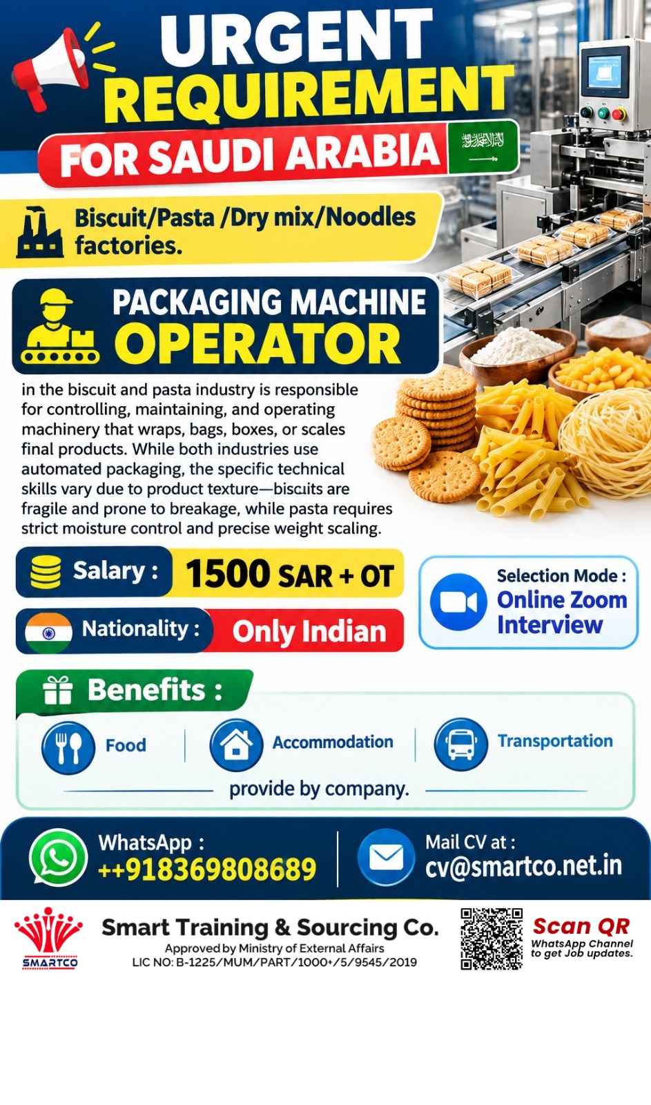 URGENT REQUIREMENT FOR SAUDI ARABIA