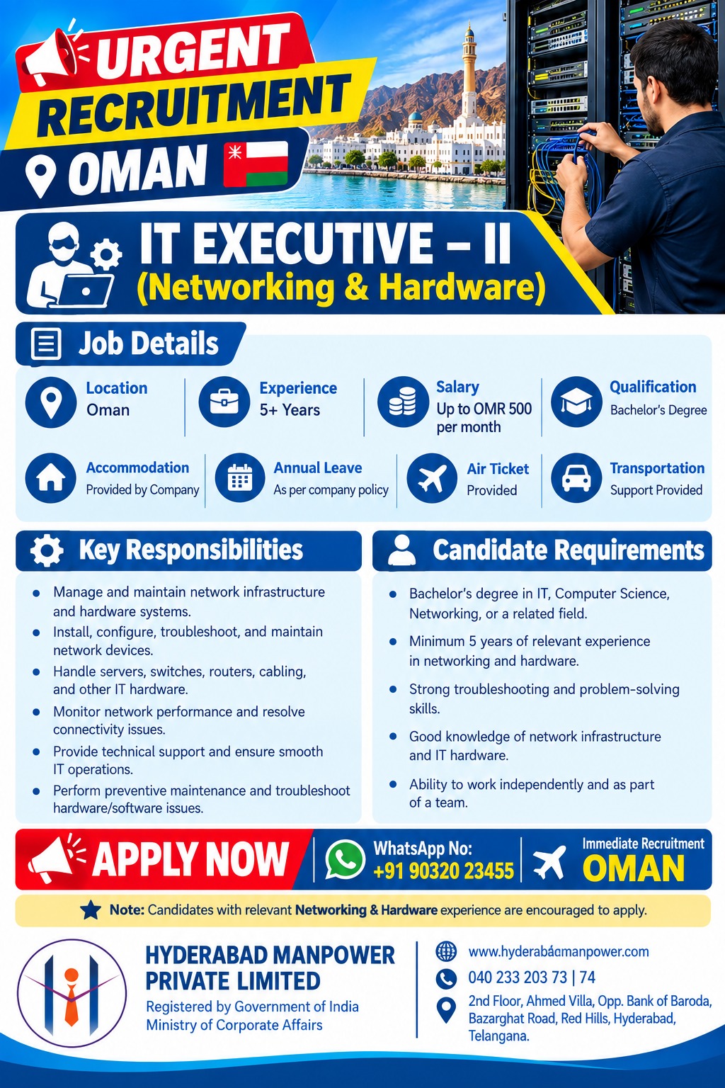 🚨 URGENT HIRING – OMAN 🇴🇲