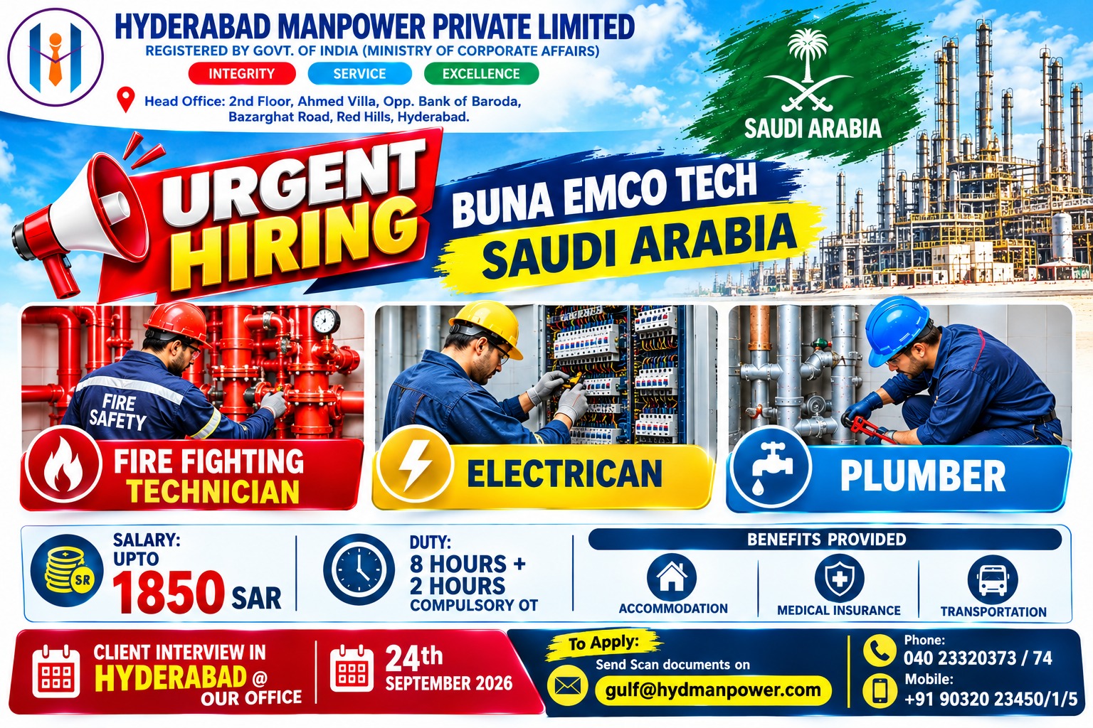 🚨 URGENT HIRING – SAUDI ARABIA 🇸🇦