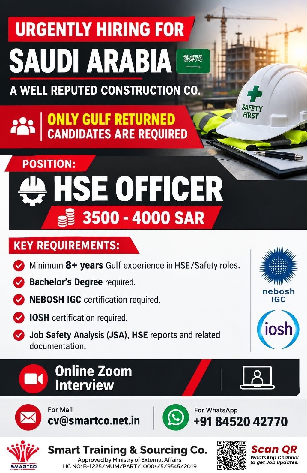 URGENTLY HIRING FOR SAUDI ARABIA 🇸🇦