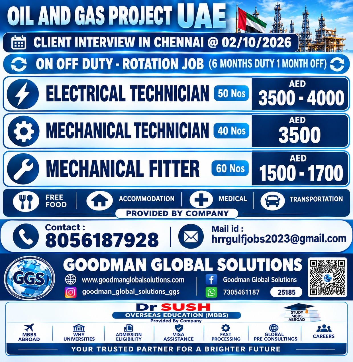 UAE – OIL & GAS PROJECT 02-10-2026 (FRIDAY) ON OFF DUTY – ROTATION JOB (6 MONTH DUTY 1 MONTH OFF)