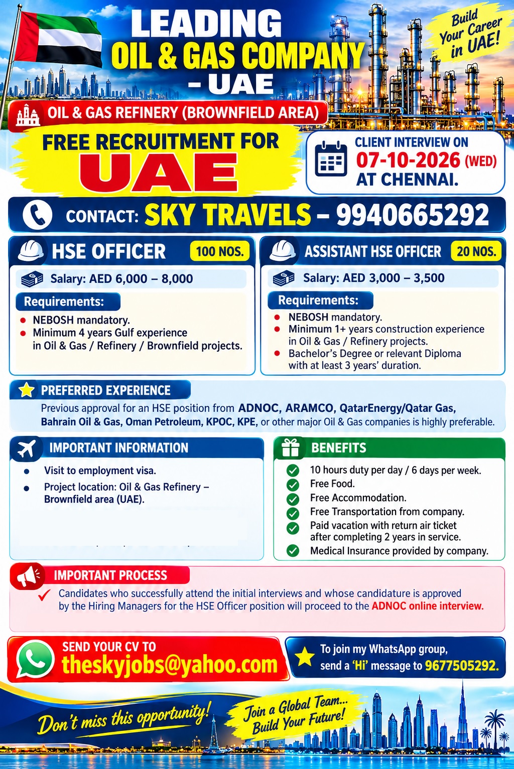 Urgently Required For Leading Company – Abudhabi.
