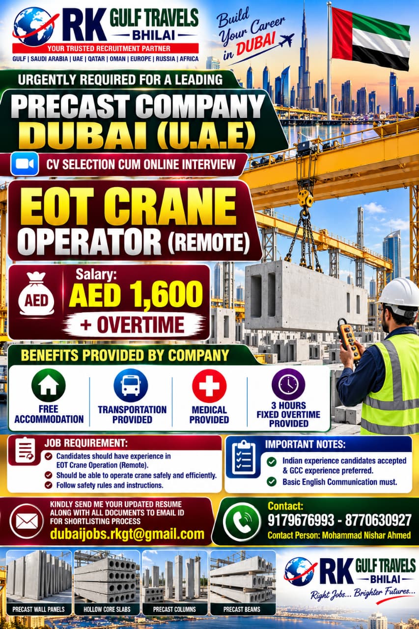 HIRING FOR A LEADING PRECAST COMPANY – DUBAI (UAE)